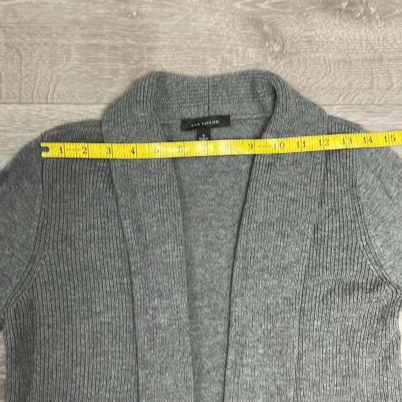 Ann Taylor Wool Blend Cardigan Sweater Gray Long Open Front S - Picture 7 of 16